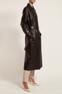 Women Dark Brown Leather Trench - Image 4