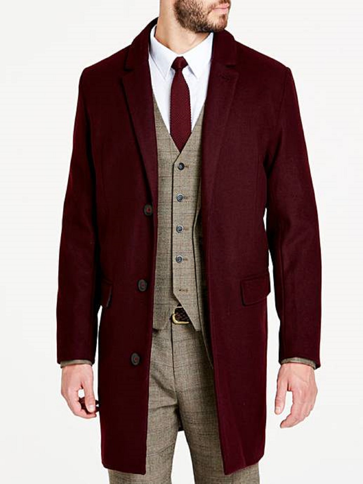 p08yu217502w.jpg Men Maroon Wool Walker Coat - Image 1