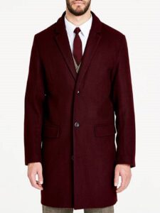 Men Maroon Wool Walker Coat - Image 2