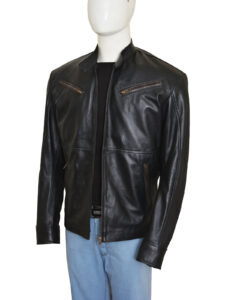 Simple Black Men Leather Jacket - Image 4