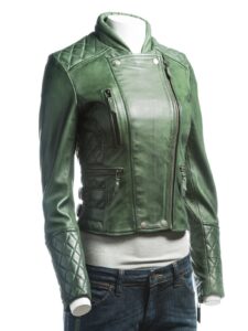 Hunter Green Leather Jacket - Mauve Tree - Image 3