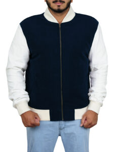 White & Blue Bomber Jacket - Image 5