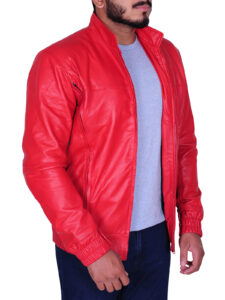 Rose Red Men Leather Jacket - Image 3