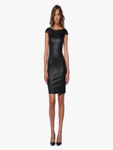 Boat Neck Dress Stretch Leather