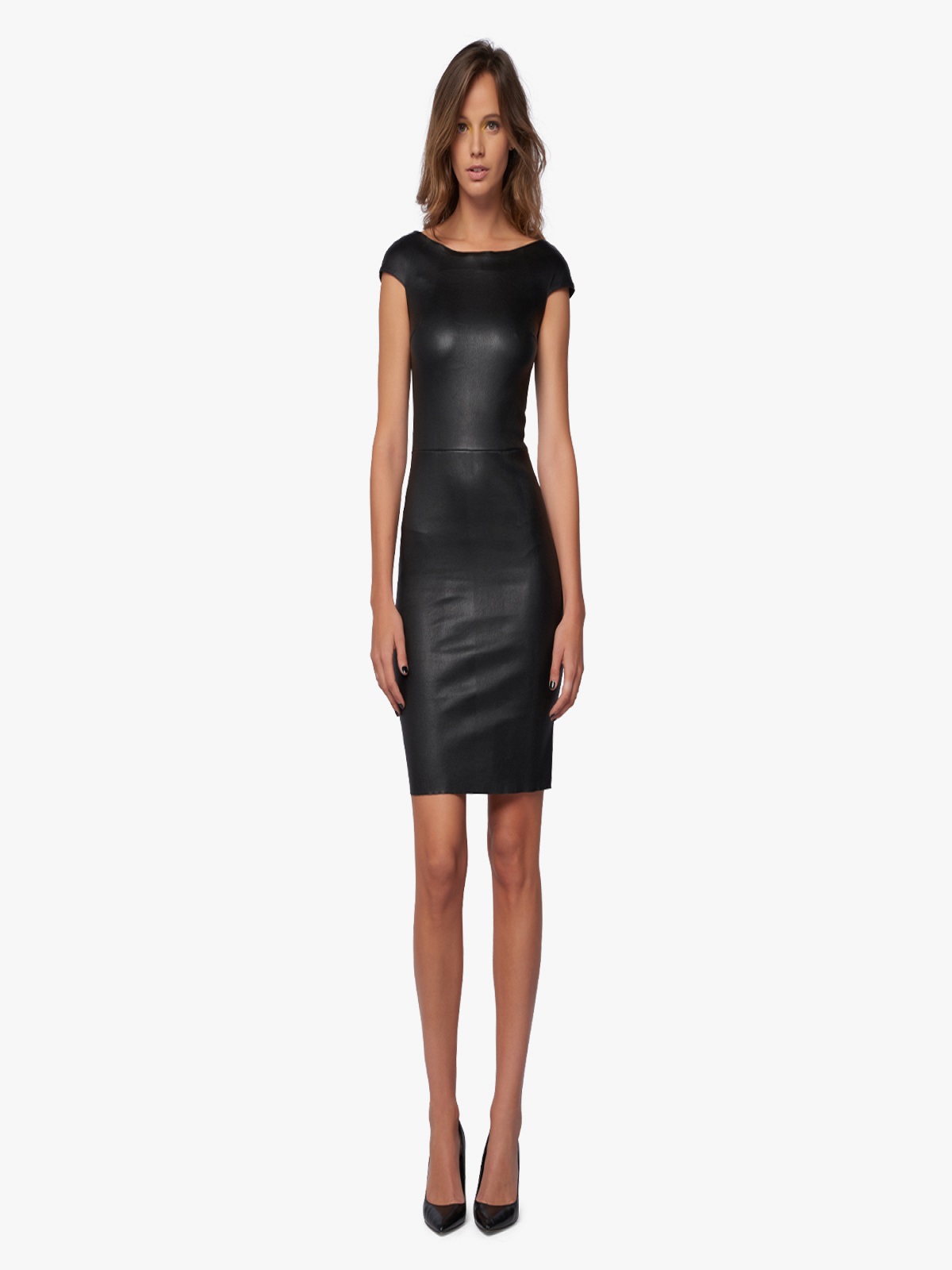 robe-atlantic-new-noir-1-1200x1200-1.jpg Boat Neck Dress Stretch Leather - Image 1