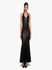 Neckline Dress Stretch Leather