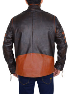Rub Buff Leather Jacket With Stripes - Image 2
