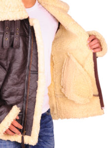Dark Brown Sheepskin Leather Jacket - Image 4
