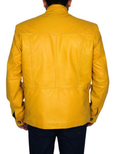Fire Yellow Stylish Leather Jacket - Image 2