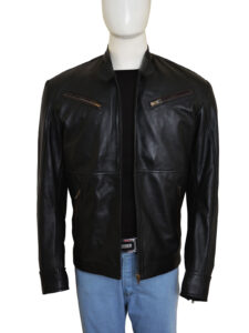 Simple Black Men Leather Jacket