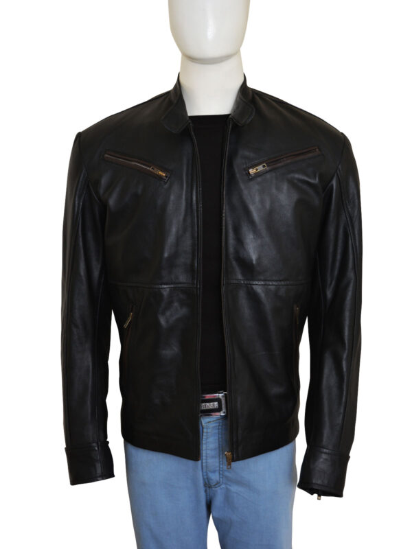 Simple Black Men Leather Jacket