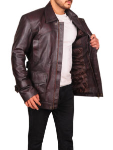 Classic Brown Leather Jacket - Image 3