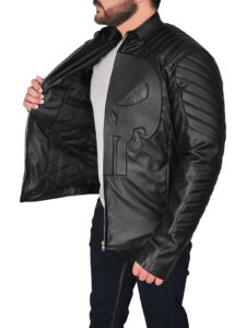 Dapper Black Skull Leather Jacket - Image 4