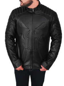 Dapper Black Skull Leather Jacket