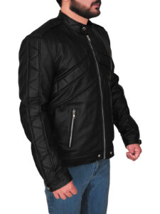 Men Stylish Black Leather Jacket - Image 3