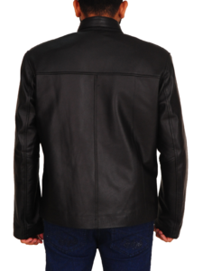 Men Black Snap Tab Collar Jacket - Image 2