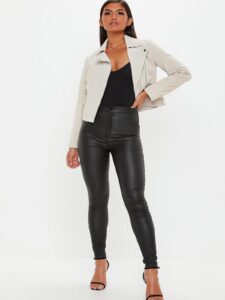 Women White Biker Leather Jacket - Image 4