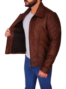 Dapper Brown Leather Jacket - Image 4