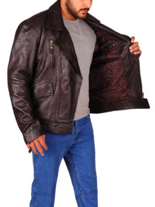 Dark Brown Brando Biker Jacket - Image 3