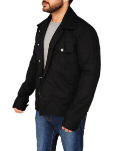 Mens Black Cotton Jacket - Image 4