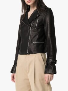 Women Petite Leather Jacket - Mauve Tree