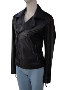 Women Black Moto Jacket - Image 4