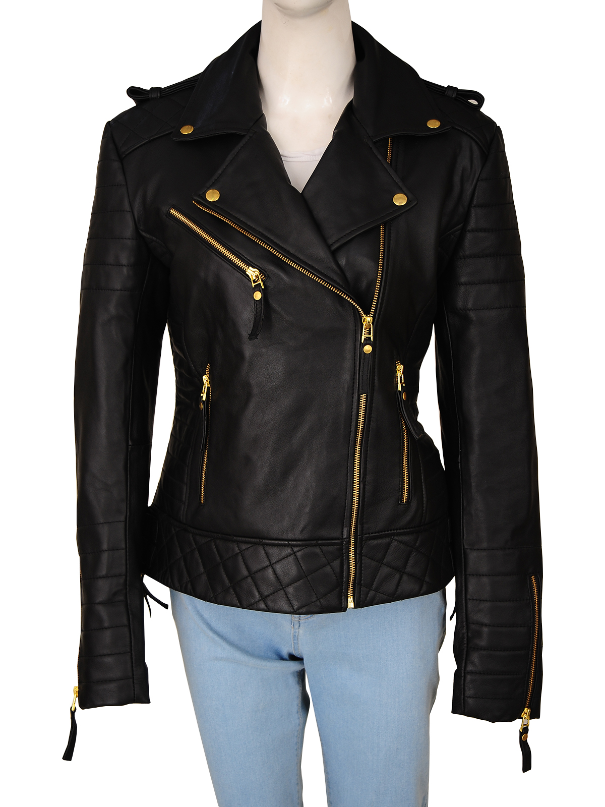 stylish-black-women-jacket.jpg Women Biker Vintage Jacket - Image 1