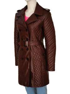 Brown Double Breasted Women Coat - Image 4