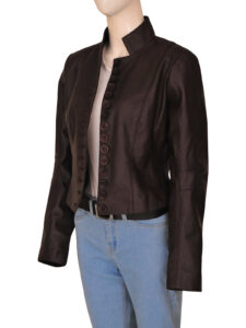 Women Brown Button Jacket - Image 4