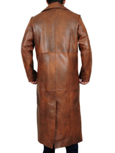 Distressed Brown Leather Coat - Image 2
