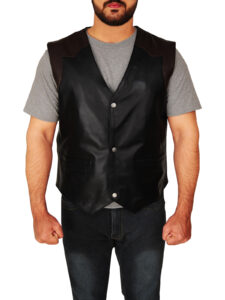 Men Cowboy Leather Vest