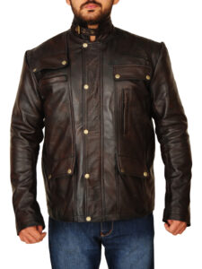 Mens Dark Brown Leather Jacket - Image 5