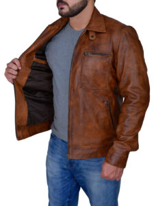 Men's Distressed Brown Jacket - Image 4