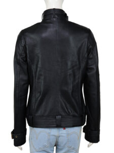 Raven Black Leather Jacket - Image 2