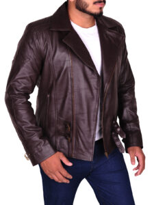 Brown Brando Leather Jacket - Image 3