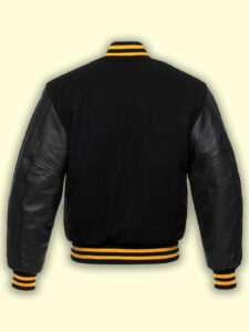 Jet Black Wool Varsity Jacket - Mauve Tree - Image 2