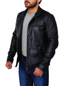 Men's Black Leather Jacket - Image 4