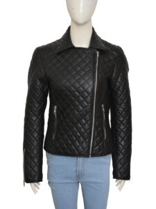 Jet Black Puffer Leather Jacket - Image 5