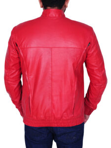 Rose Red Men Leather Jacket - Image 2
