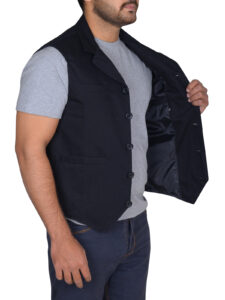Simple Black Cotton Vest - Image 3