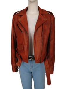 Women Brown Motorcycle Leather Jacket - Image 5