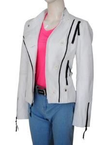 Soft White Women Leather Jacket - Image 4