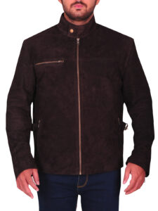 Dark Brown Suede Leather Jacket - Image 5