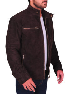 Dark Brown Suede Leather Jacket - Image 3