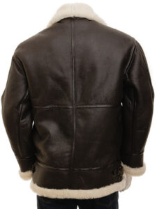 Men Brown Shearling Jacket - Mauve Tree - Image 3