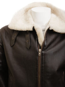 Men Brown Shearling Jacket - Mauve Tree - Image 2