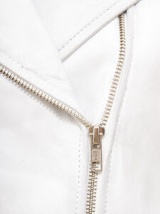 Women White Leather Jacket - Mauve Tree - Image 5