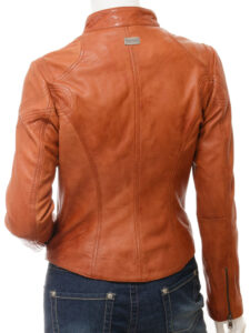 Women Yam Brown Leather Jacket - Mauve Tree - Image 2