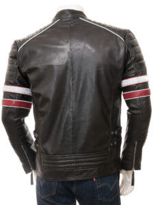 Men Classic Racing Leather Jacket - Mauve Tree - Image 2