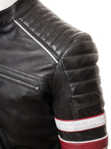 Men Classic Racing Leather Jacket - Mauve Tree - Image 4